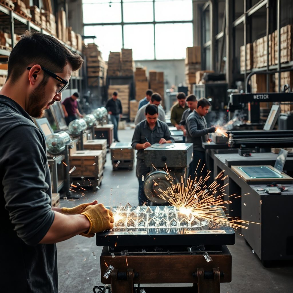 Man Working on A Crystal Elegant Simple, Mass Production Crystal Award