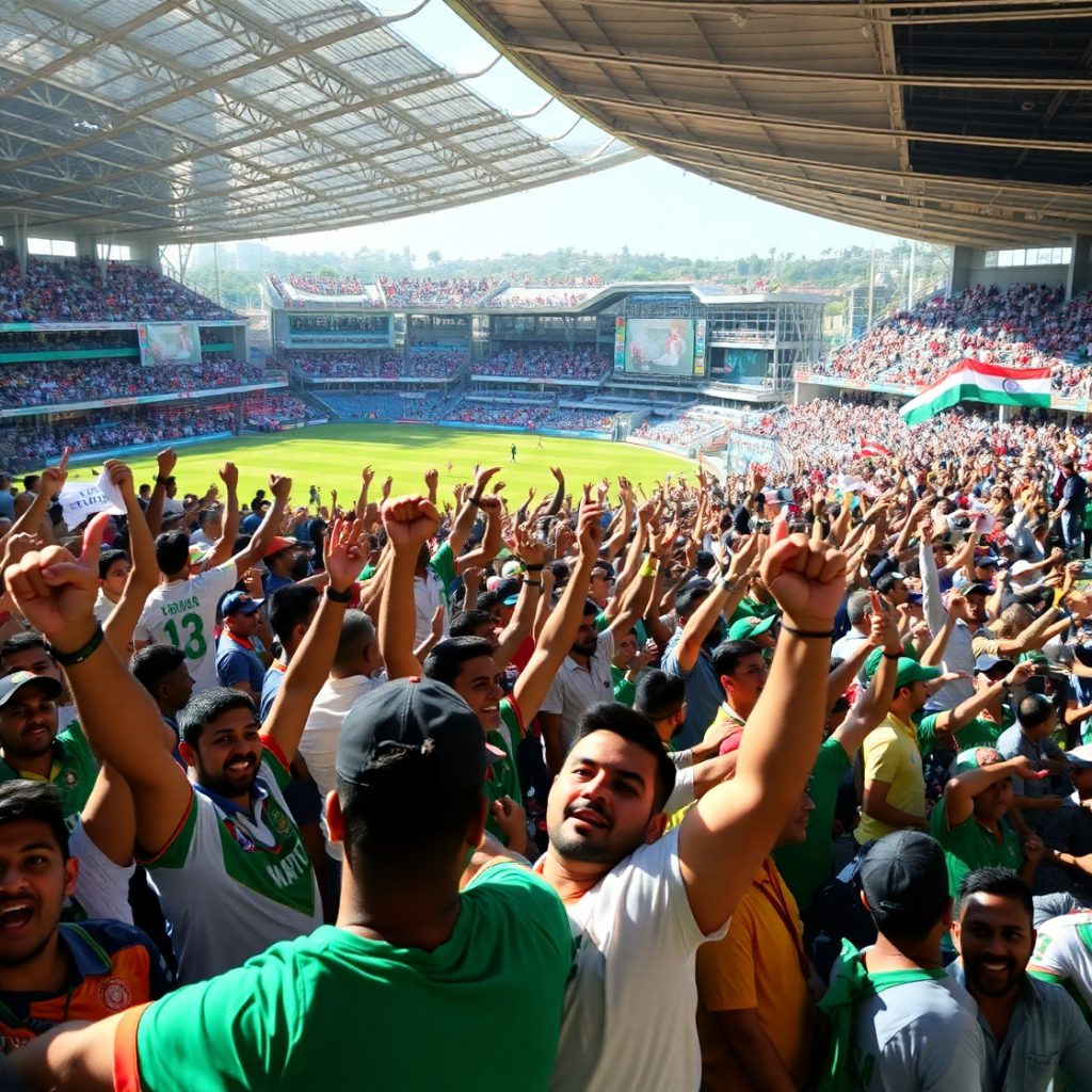 People Cheering on the teams ICC