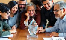 Crystal Awards with people